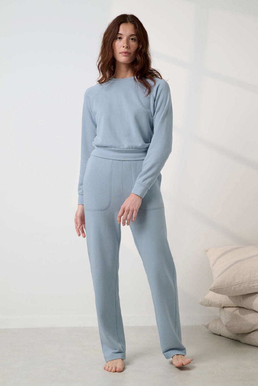 Lunya Loungewear Silksweats™ Lightweight Terry Straight Leg Pant - #Welkin Blue