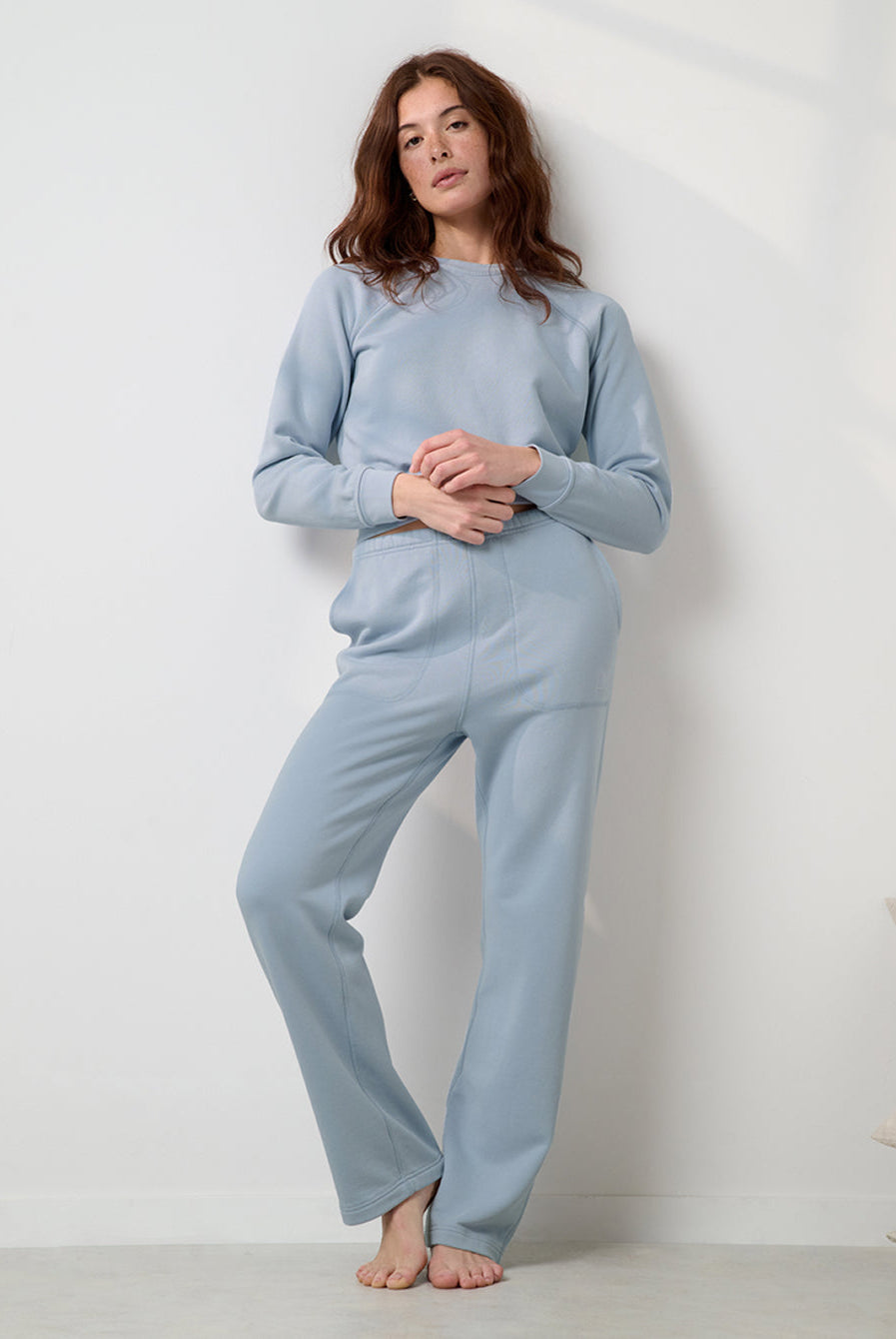 Lunya Loungewear Silksweats™ Lightweight Terry Slim Fit Raglan - #Welkin Blue