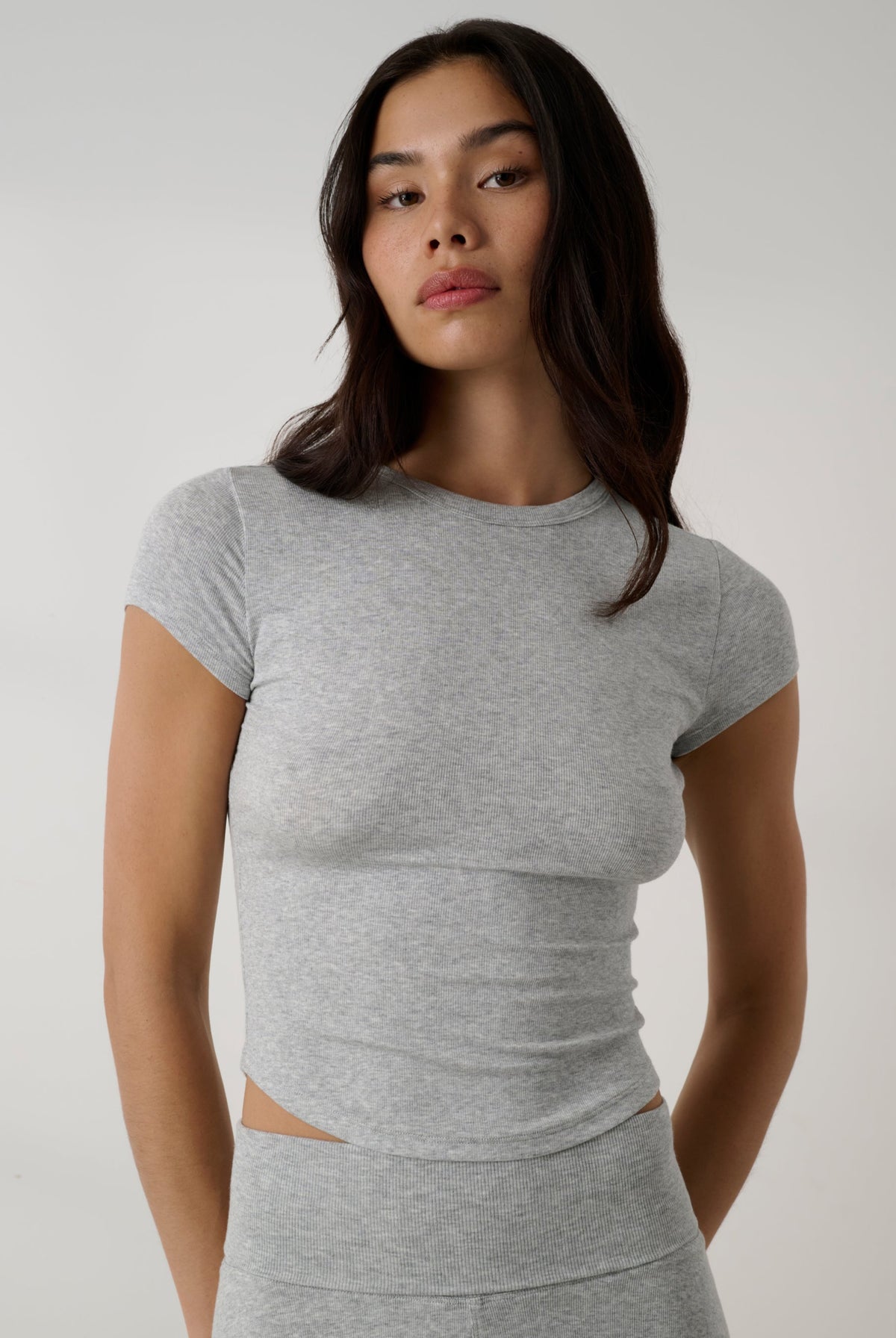 Lunya Pajamas - Soft Modal Curved Hem Tee #Napping Dove Heather