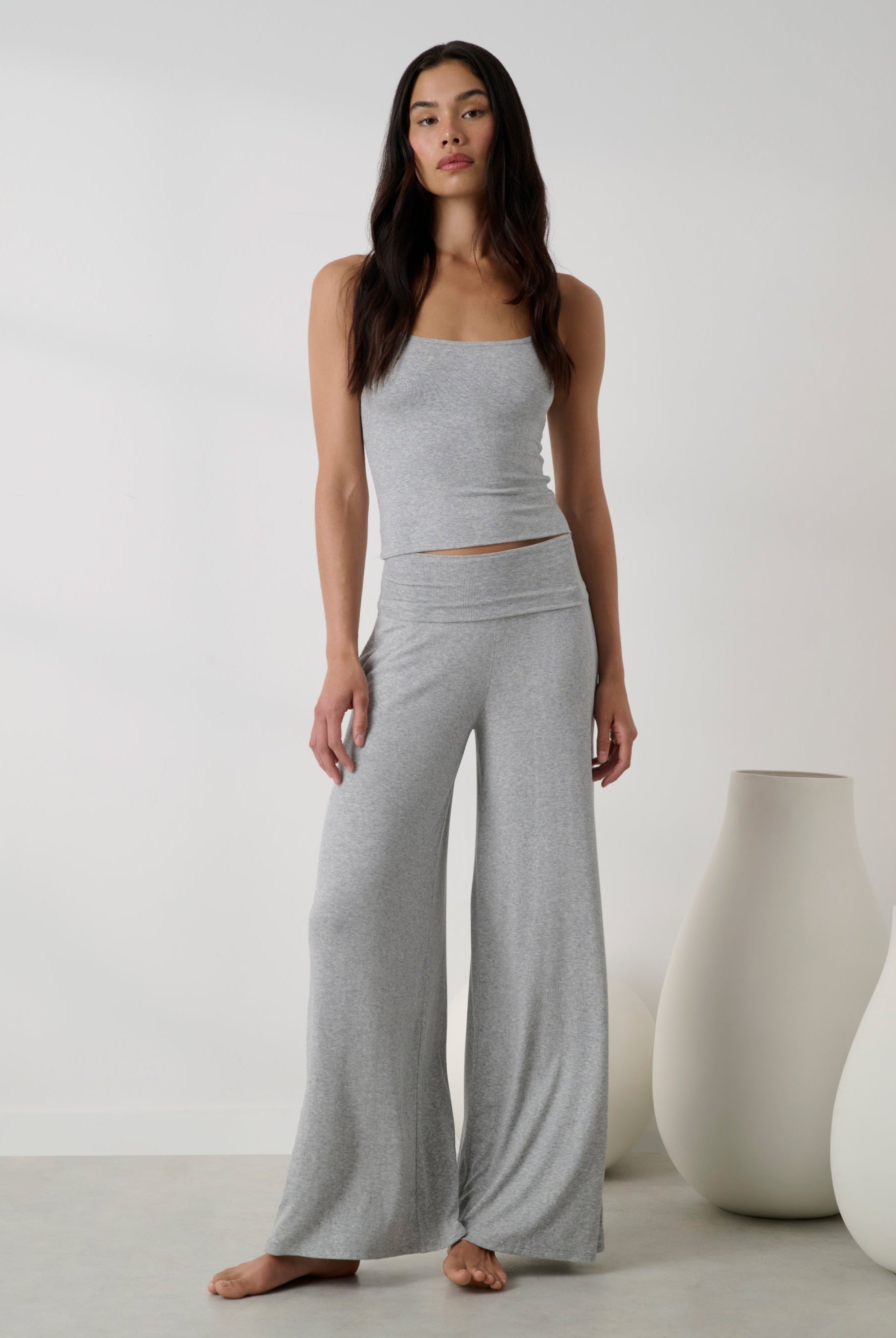 Lunya Pajamas - Soft Modal Rib Foldover Pant #Napping Dove Heather