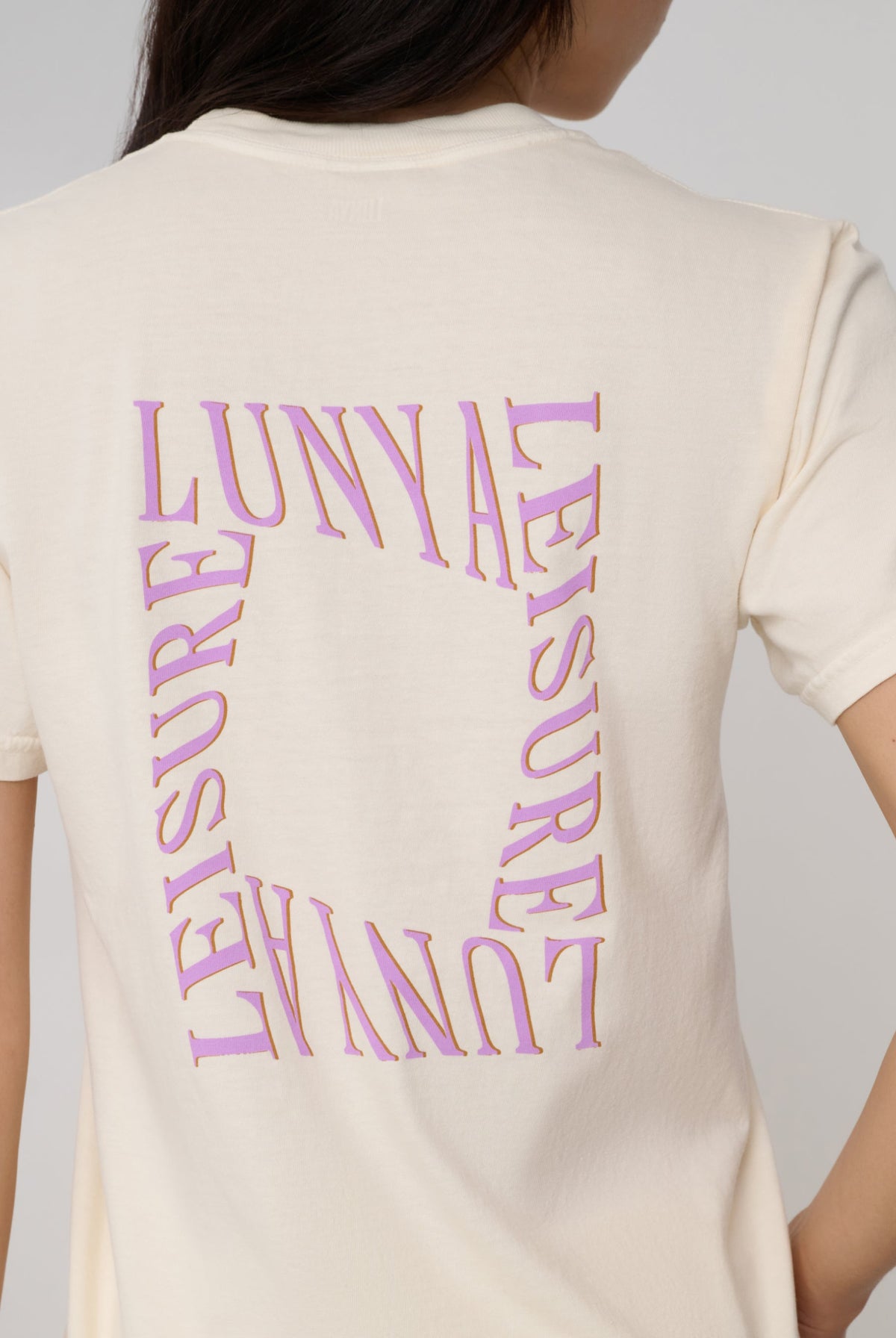 Lunya Cotton T-Shirt - THE GRAPHIC TEE #Lunya Leisure Bone/Lilac