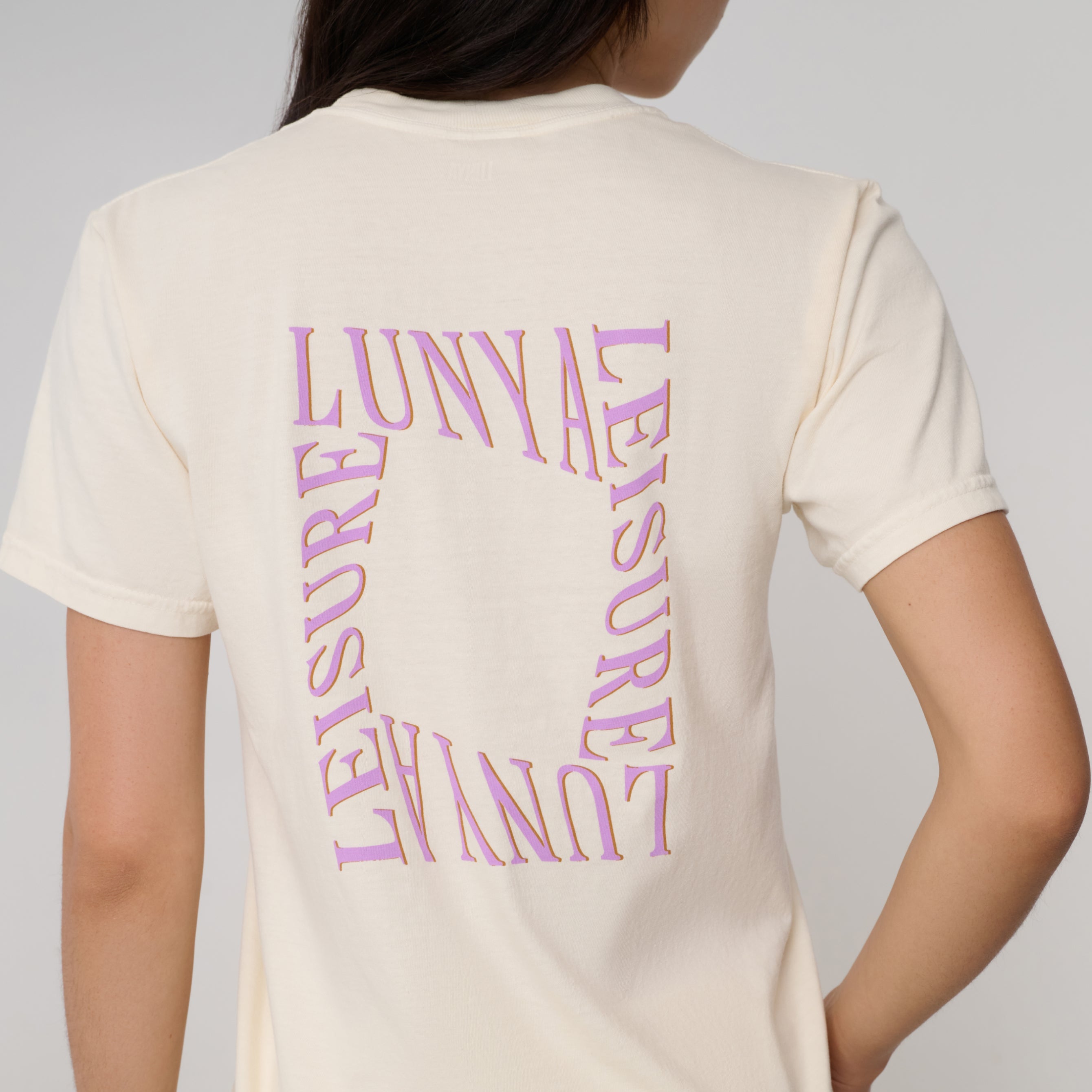 Lunya Cotton T-Shirt - THE GRAPHIC TEE #Lunya Leisure Bone/Lilac