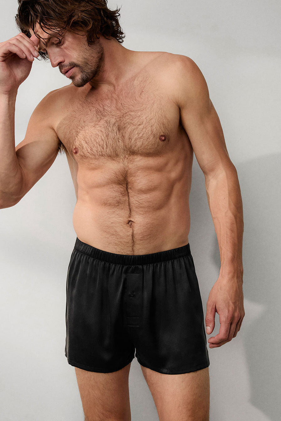 Lunya Men's Washable Silk Boxer- #Immersed Black