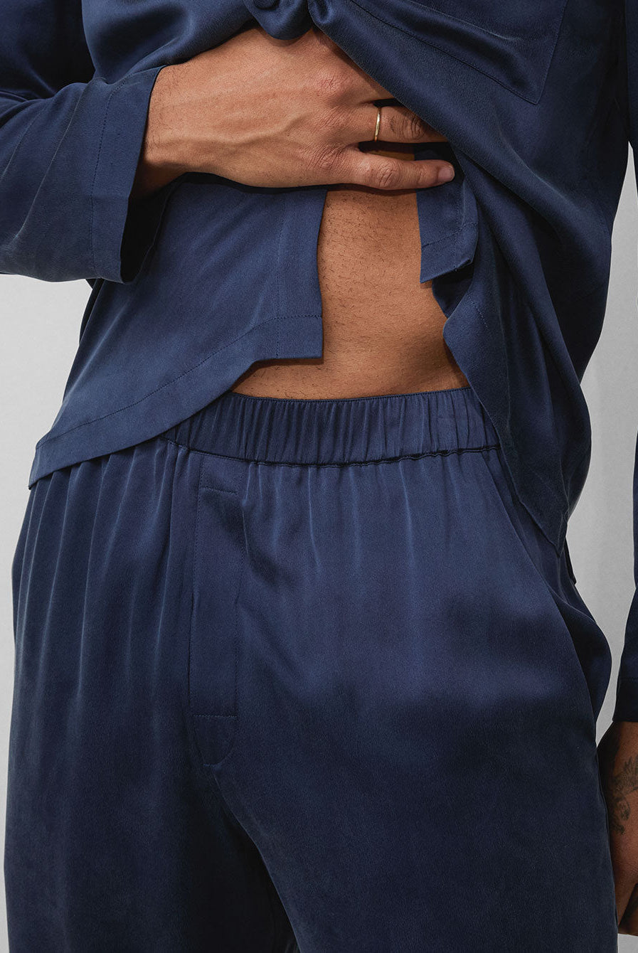 Lunya Men's Washable Silk Button Up Set- #Deep Blue