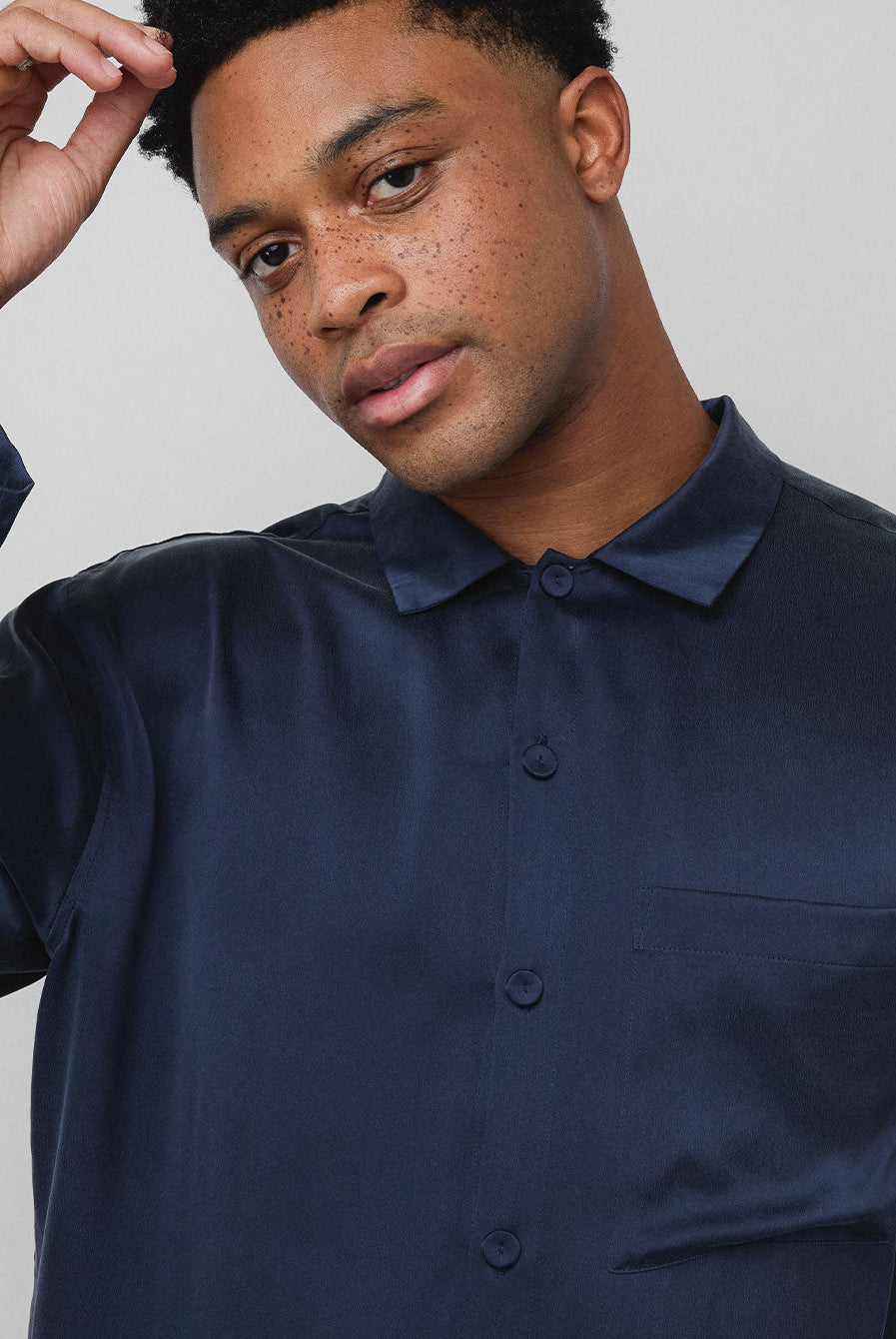 Lunya Men's Washable Silk Button Up Set- #Deep Blue
