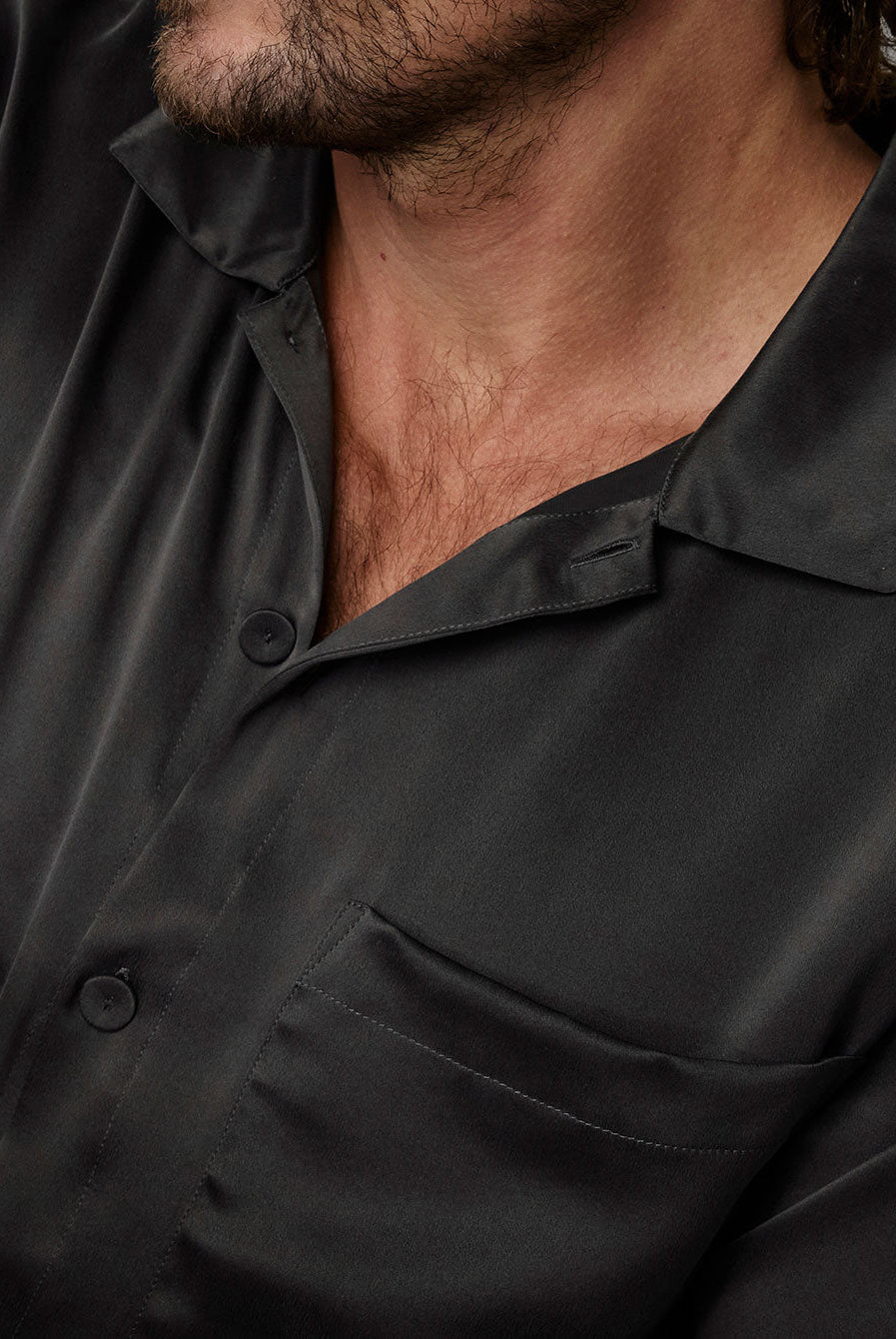 Lunya Men's Washable Silk Button Up Short Set - #Meditative Grey