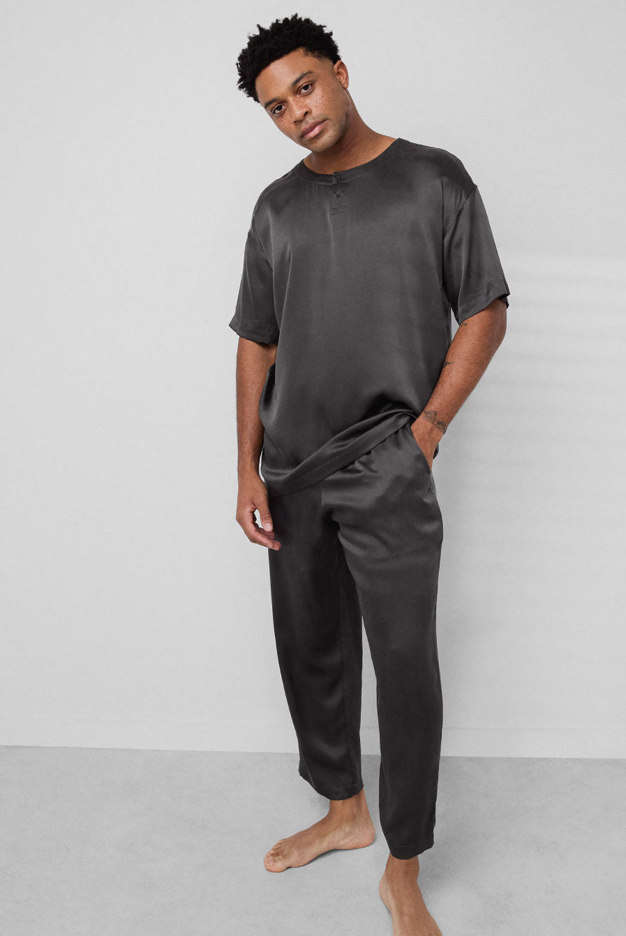 Lunya Men's Washable Silk Set- #Meditative Grey