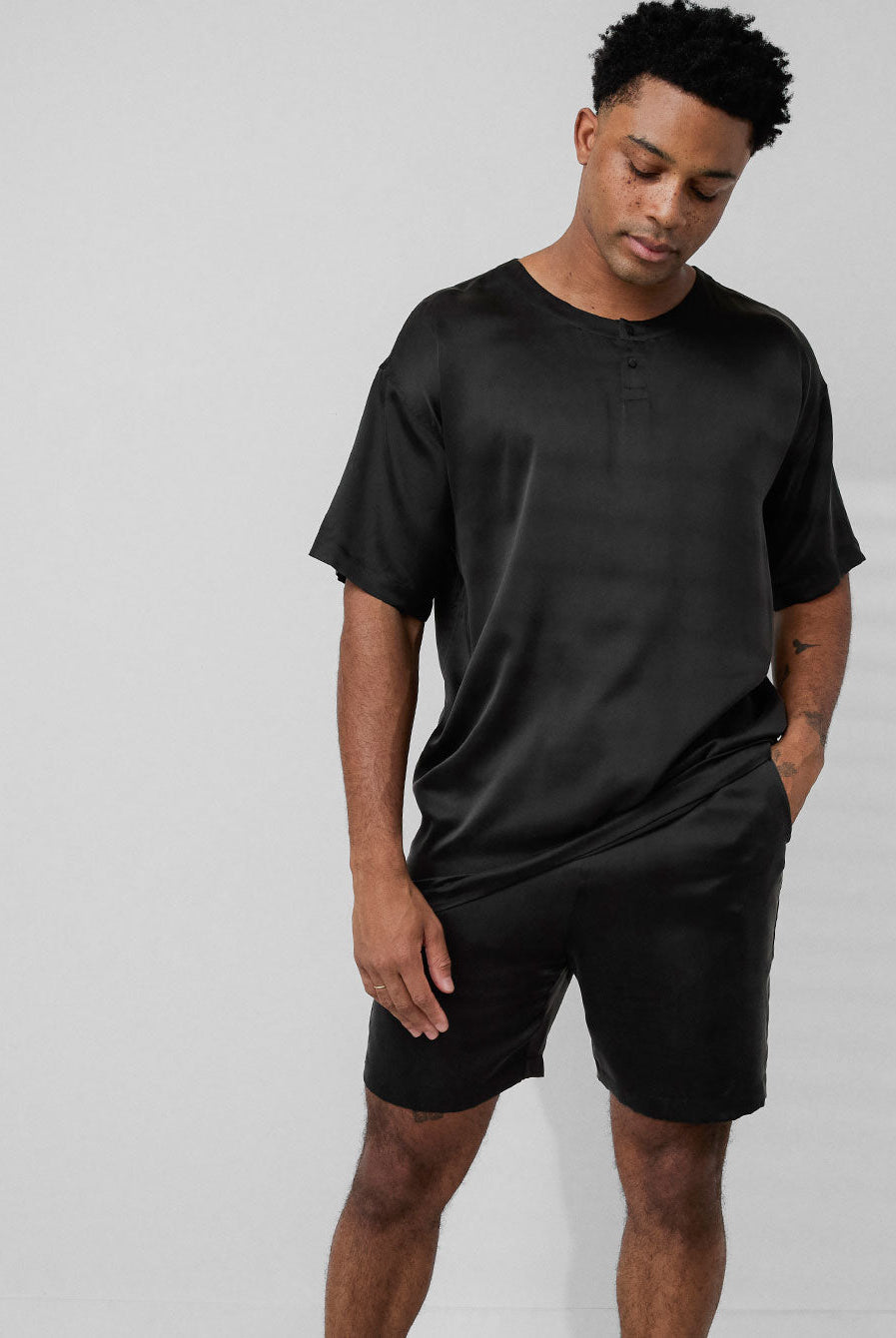 Lunya Men's Washable Silk Short Set- #Immersed Black