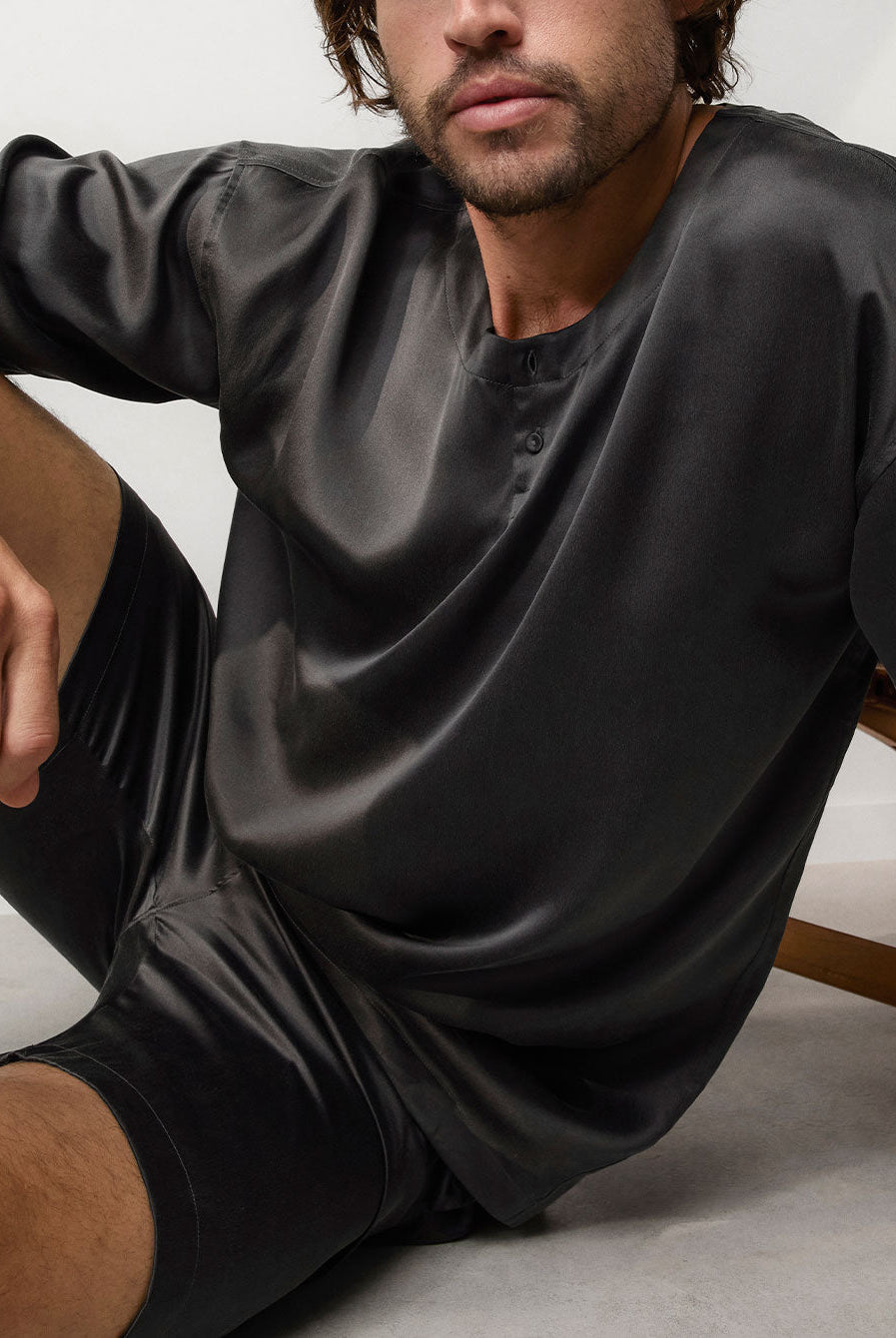 Lunya Men's Washable Silk Short Set- #Meditative Grey