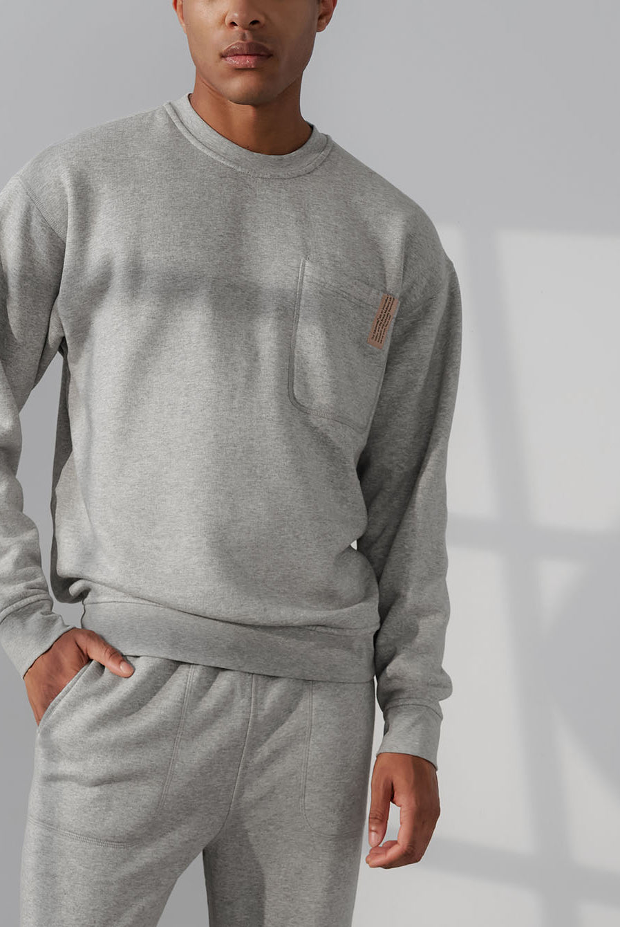 Lunya Loungewear Men's Silksweats™ Midweight Reversible Pocket Sweatshirt - #Napping Dove Heather