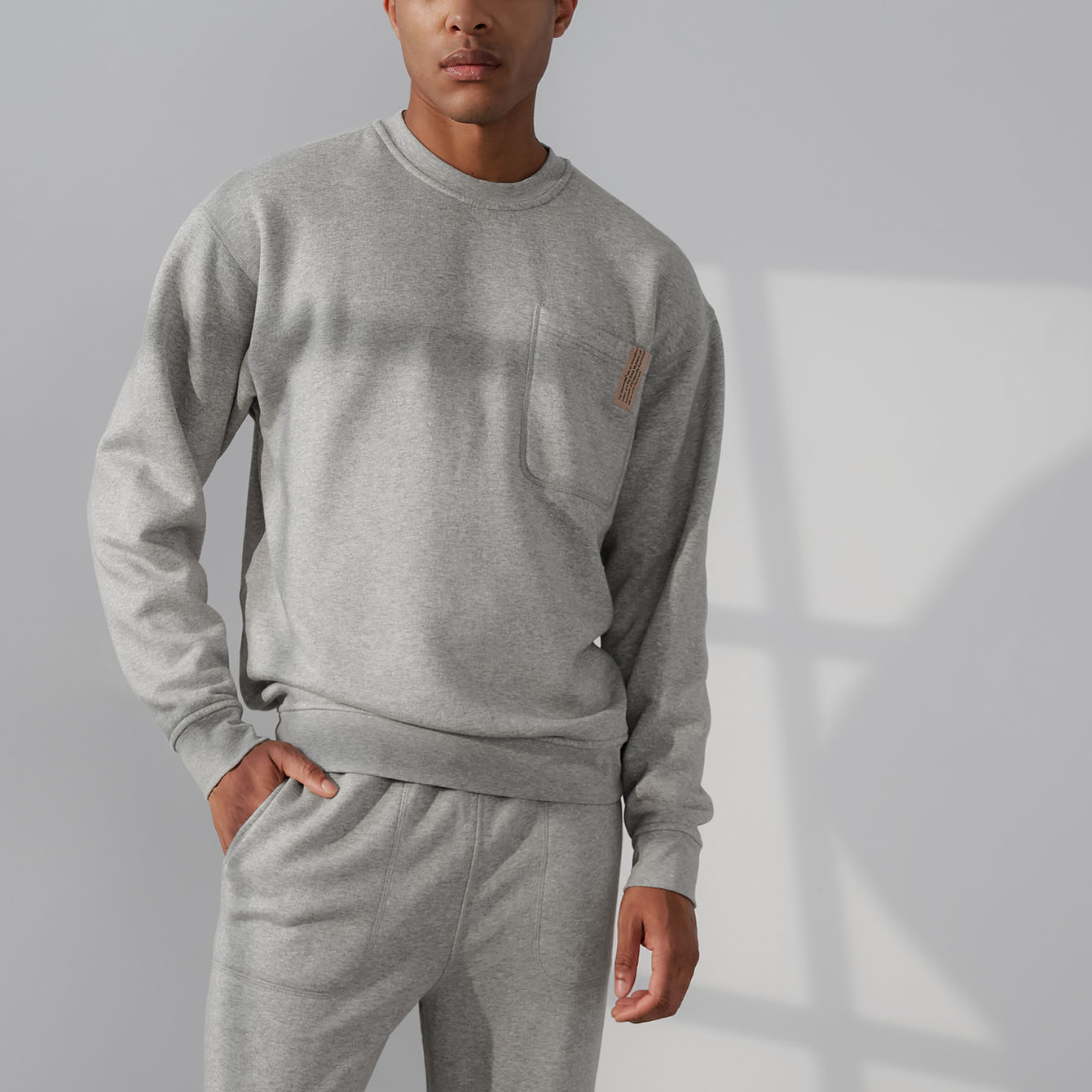 Lunya Loungewear Men's Silksweats™ Midweight Reversible Pocket Sweatshirt - #Napping Dove Heather