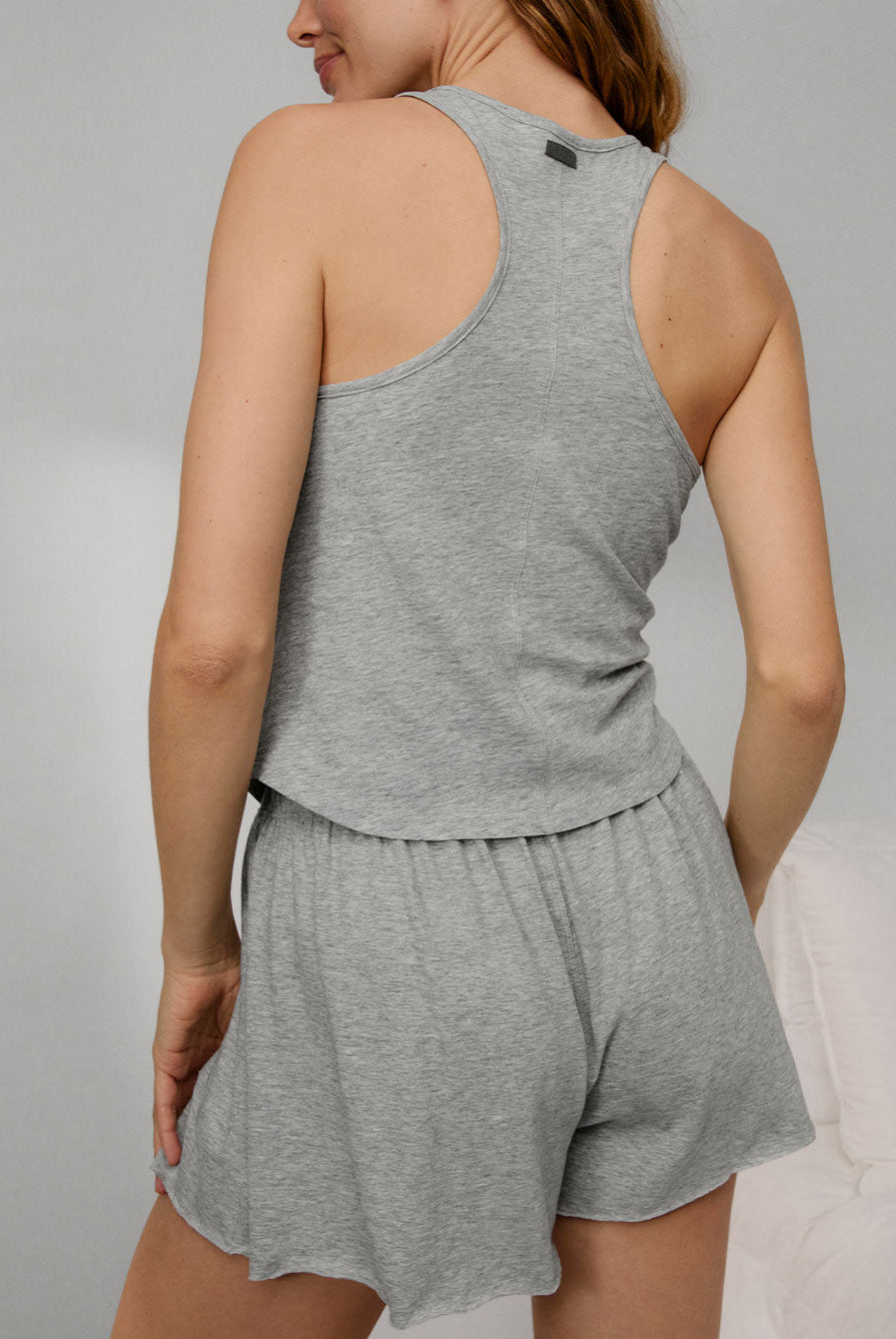 Lunya Loungewear Organic Pima Curved Hem Tank - #Storm Grey Heather