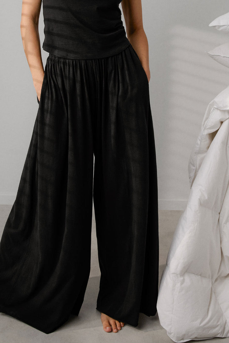 Lunya Organic Pima Wide Leg Pant - #Immersed Black