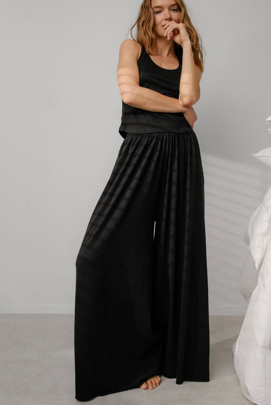 Lunya Organic Pima Wide Leg Pant - #Immersed Black