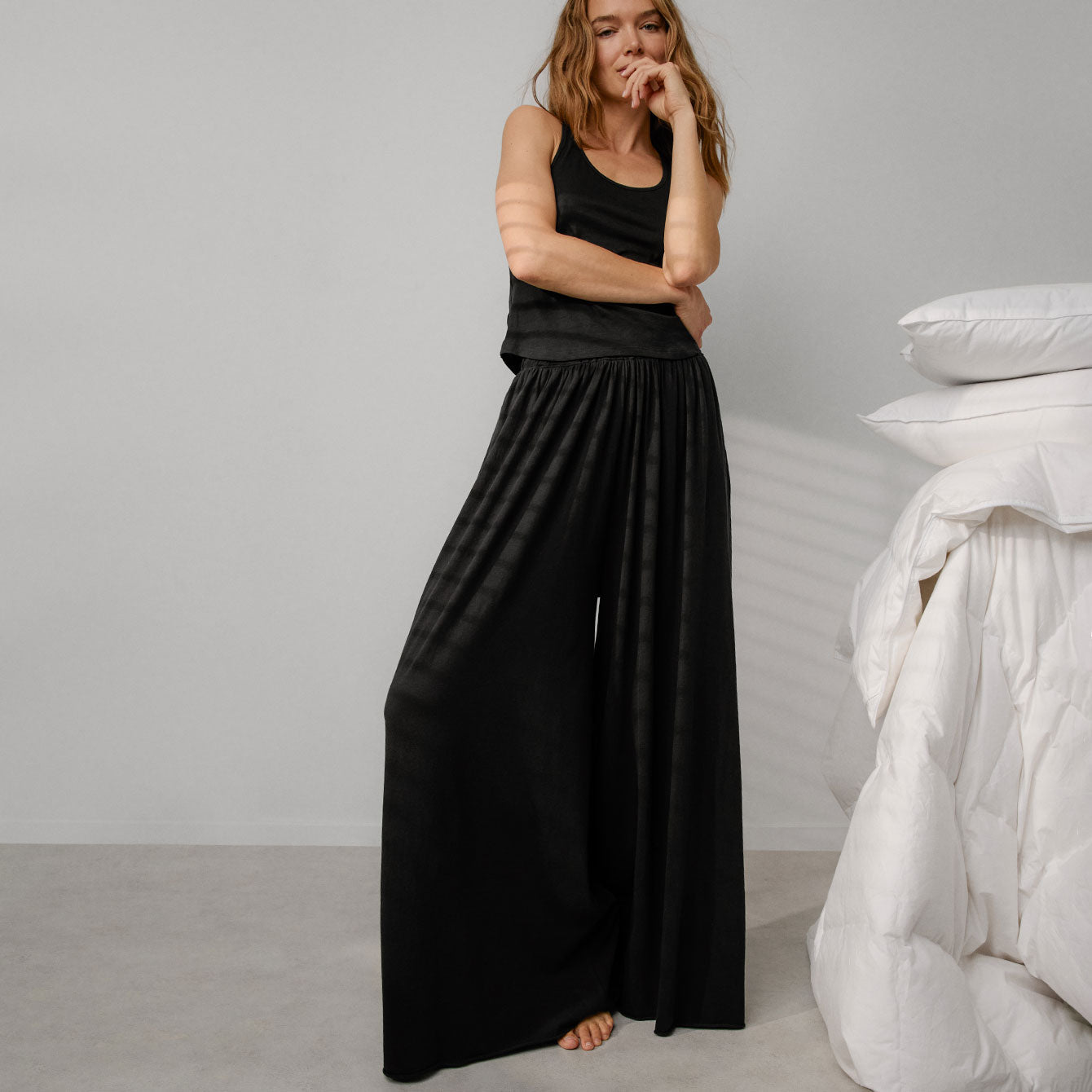 Lunya Organic Pima Wide Leg Pant - #Immersed Black