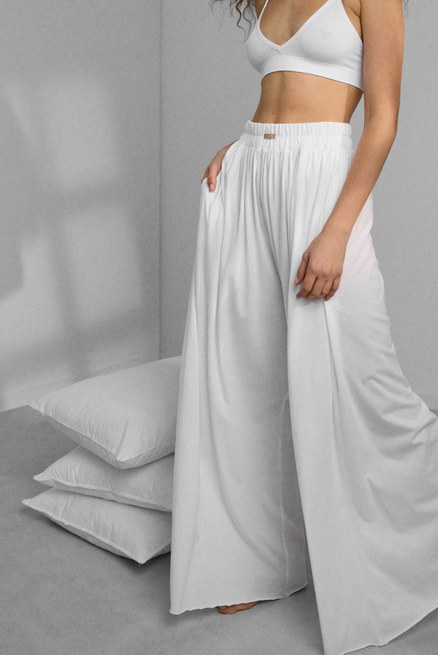 Lunya Sleepwear Organic Pima Wide Leg Pant - #Sincere White