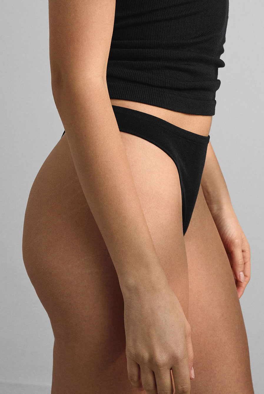 Lunya Intimates Seamless Modal High Cut Thong - #Immersed Black