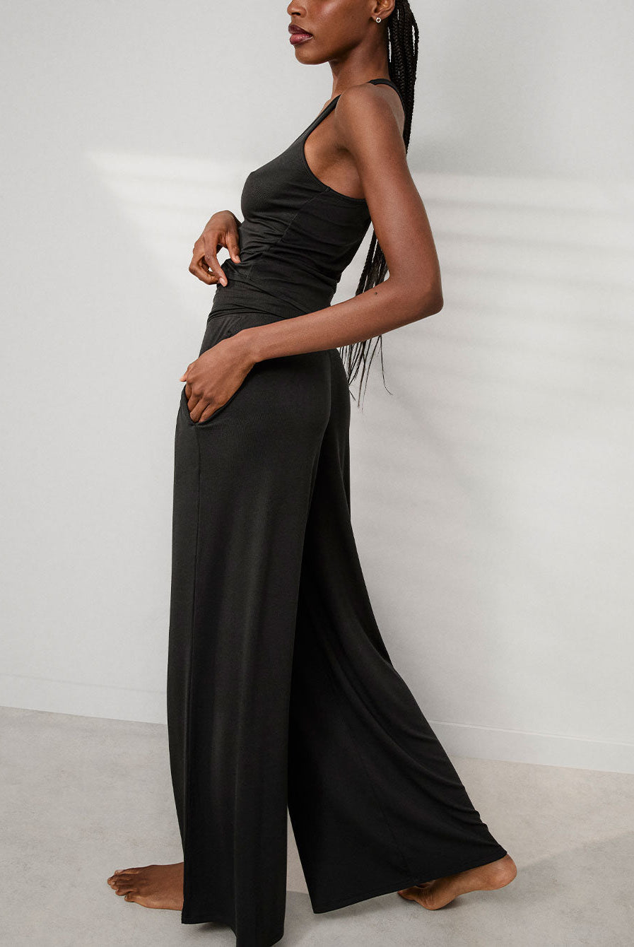 Lunya Loungewear Soft Modal Rib Curved Hem Tank - #Immersed Black
