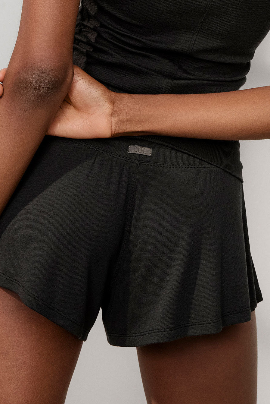 Lunya Soft Modal Rib Fold Over Short - #Immersed Black