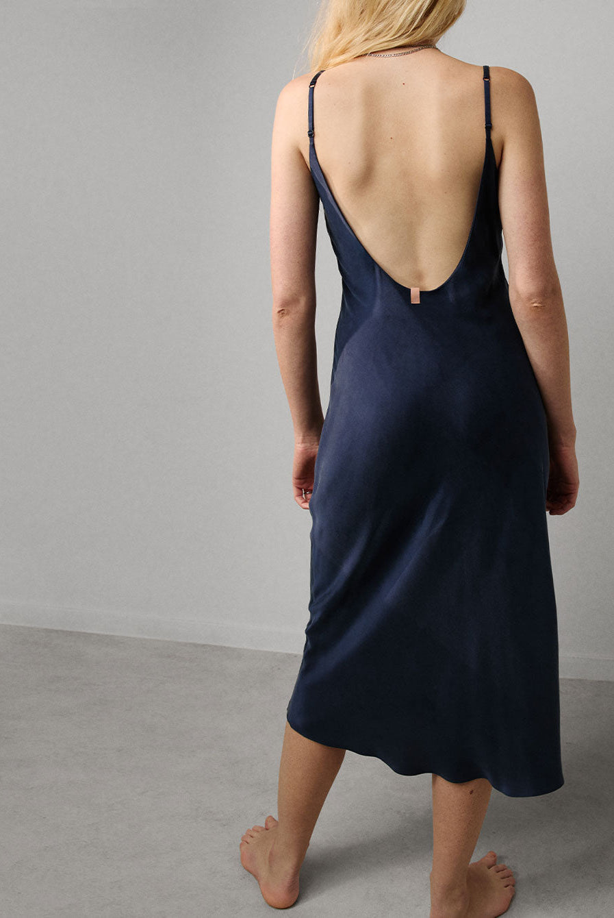 Lunya Pajama Washable Silk Bias Slip Dress - #Deep Blue