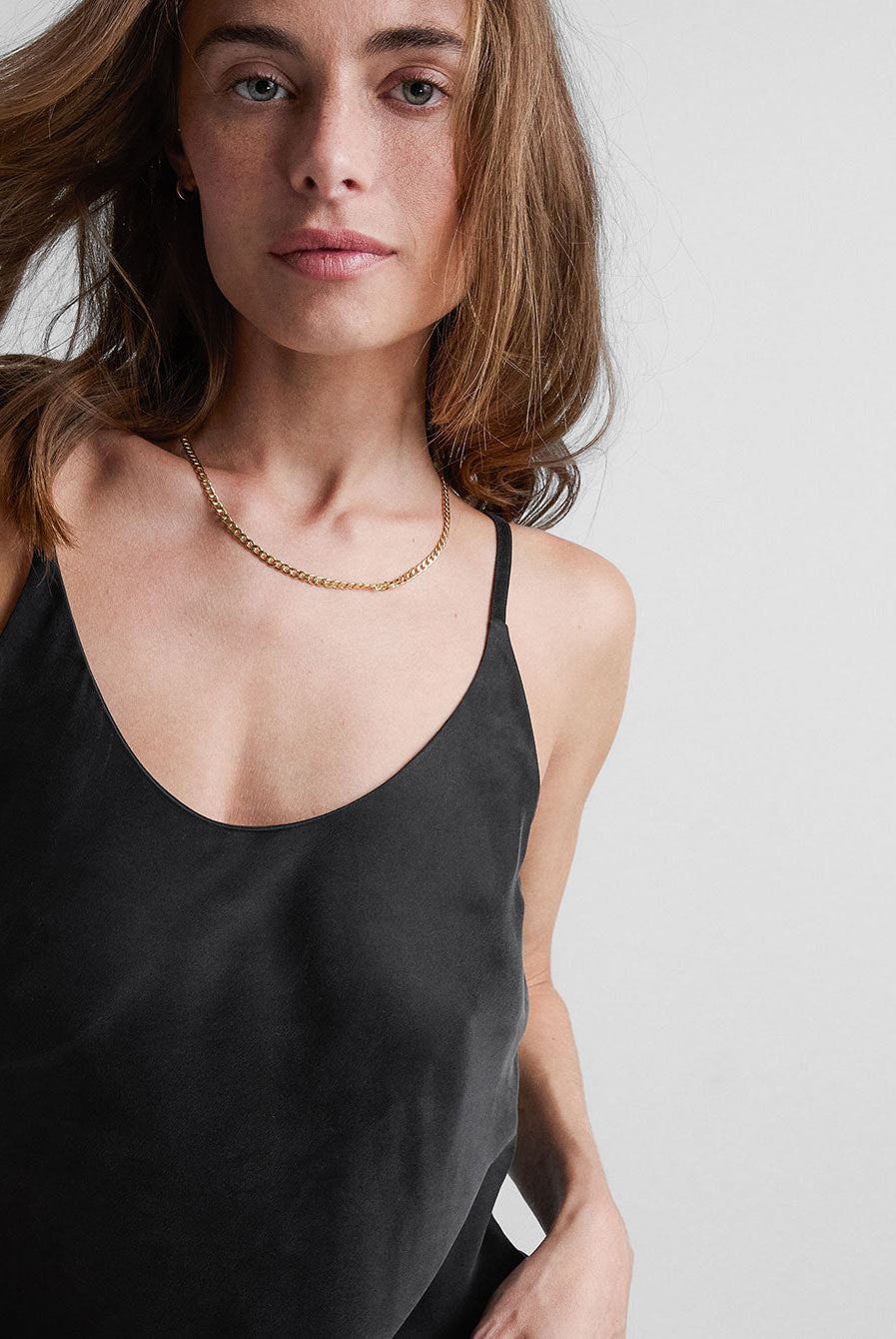 Lunya Pajama Washable Silk Bias Slip Dress - #Immersed Black