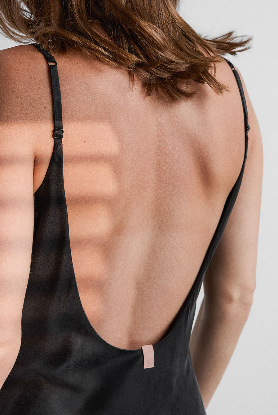 Lunya Pajama Washable Silk Bias Slip Dress - #Immersed Black