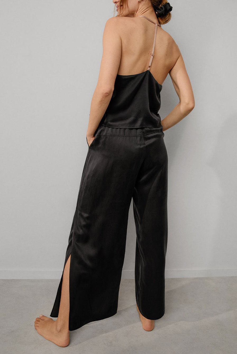 Lunya Sleepwear Washable Silk Cami Pant Set - #Immersed Black/Otium Tan