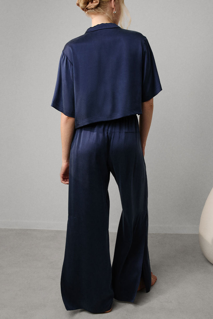 Lunya Washable Silk High Rise Pant Set - #Deep Blue