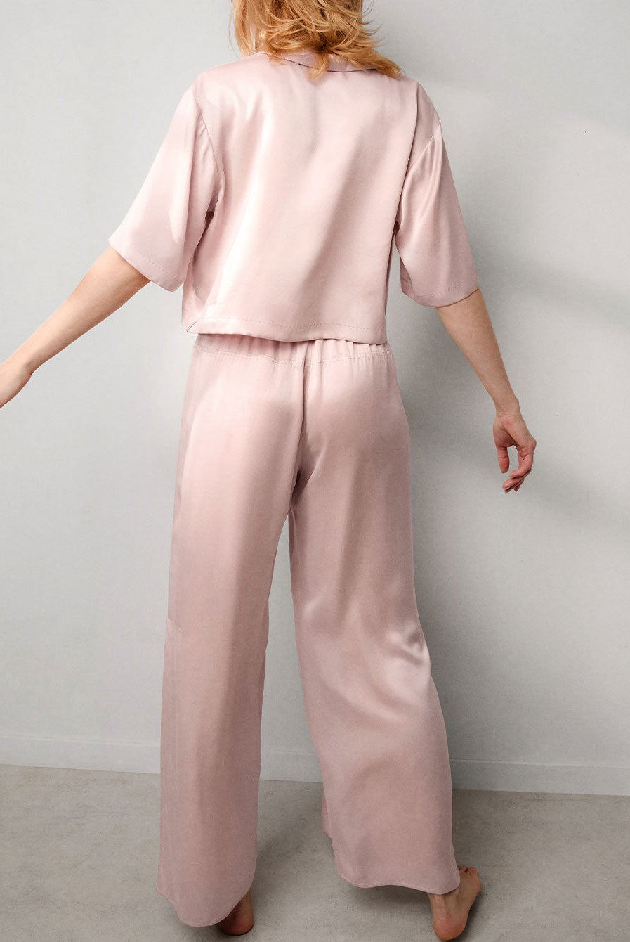 Washable Silk High Rise Pant Set - #Delicate Pink
