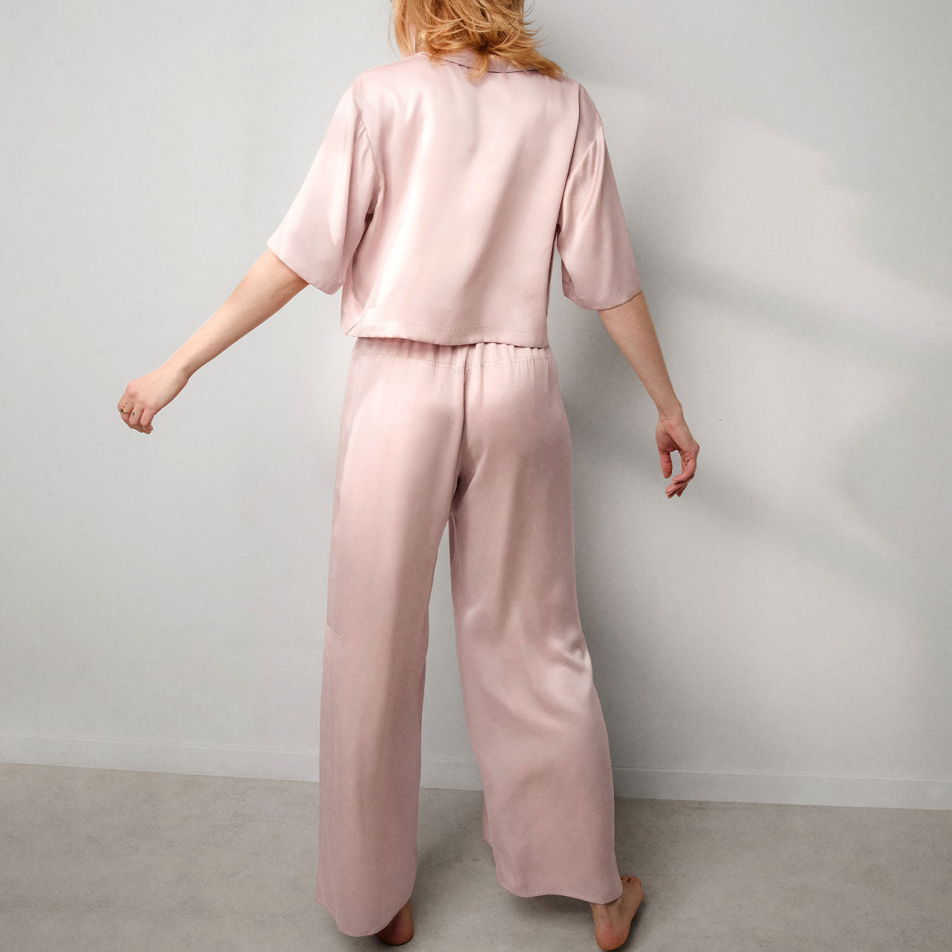 Washable Silk High Rise Pant Set - #Delicate Pink