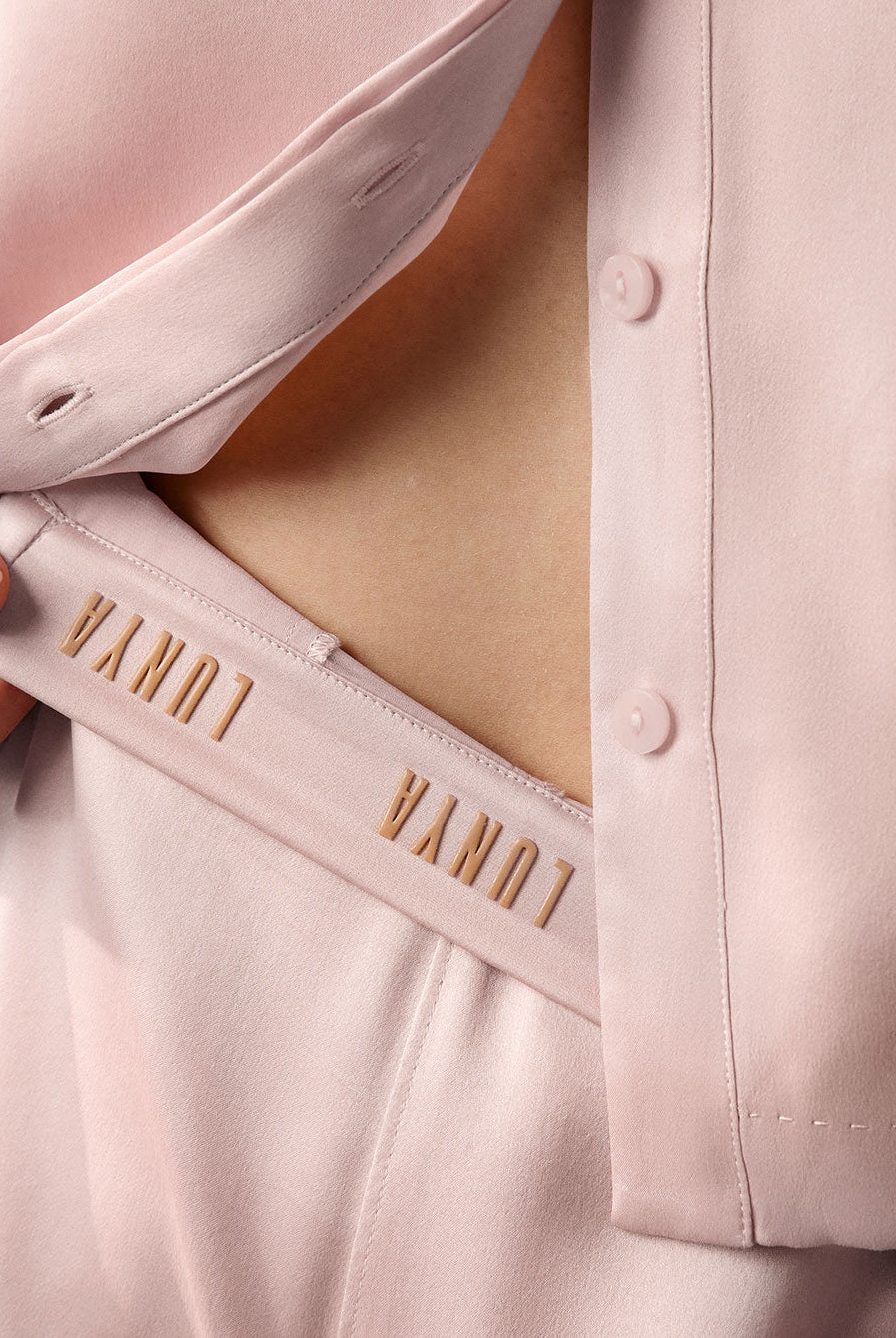 Washable Silk High Rise Pant Set - #Delicate Pink