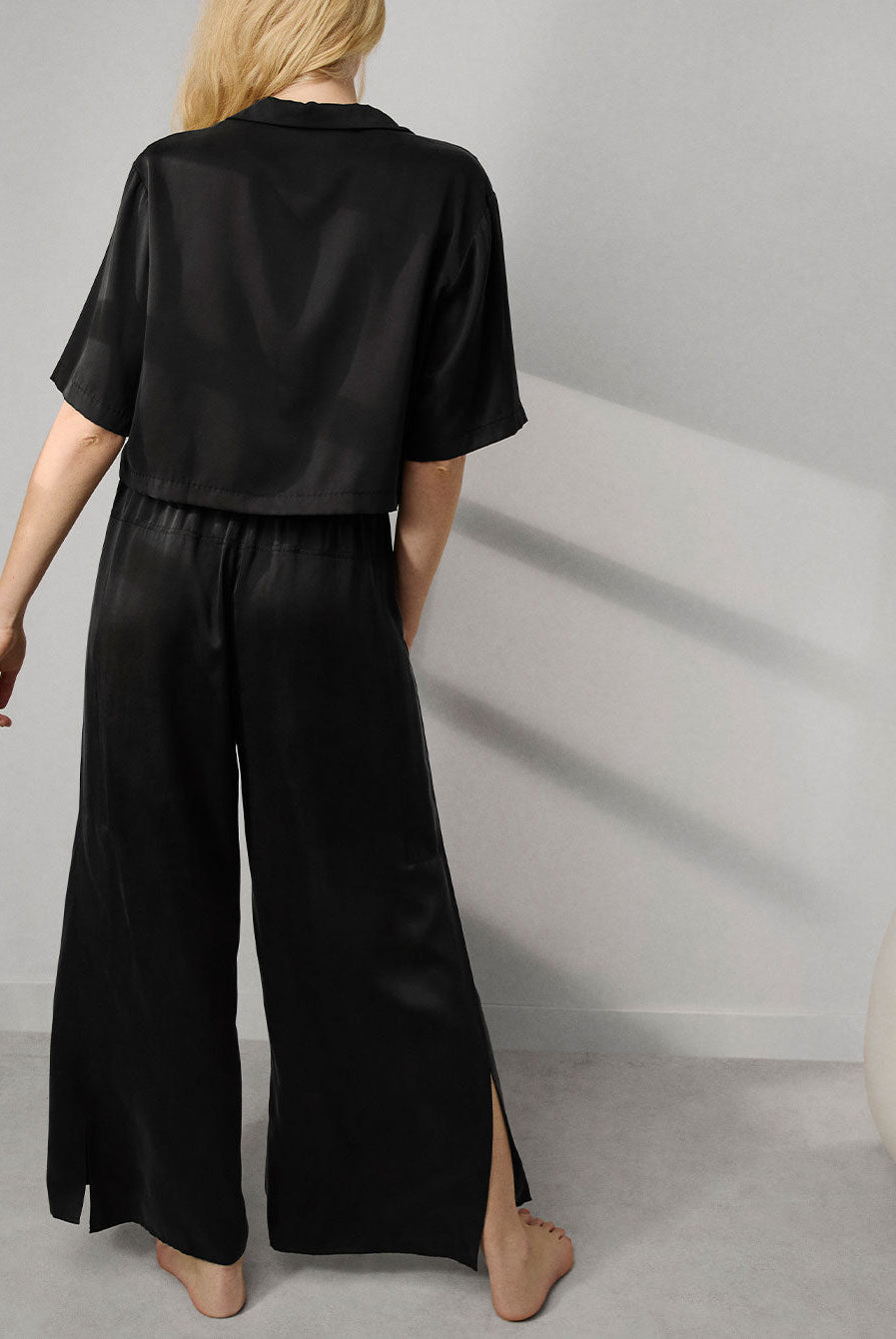 Lunya Washable Silk High Rise Pant Set - #Immersed Black