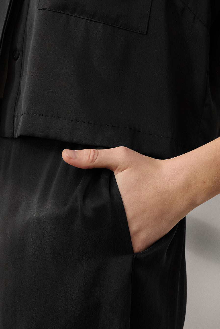 Lunya Washable Silk High Rise Pant Set - #Immersed Black