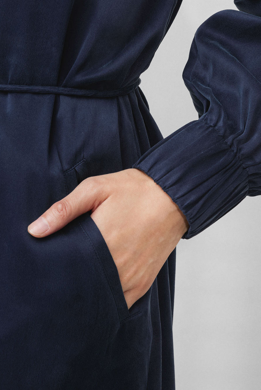 Lunya Sleepwear Washable Silk Long Robe - #Deep Blue
