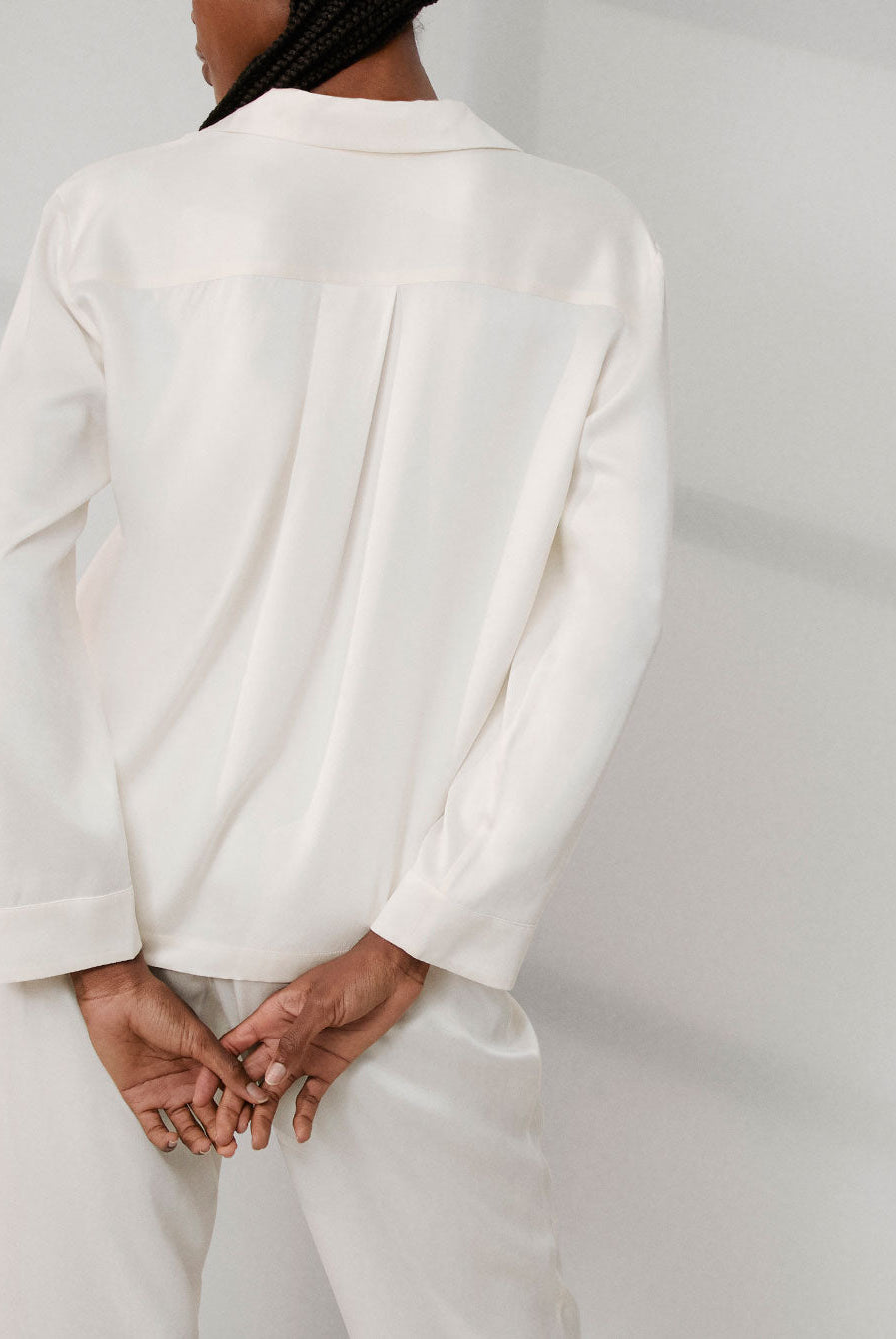 Lunya Pajamas Washable Silk Long Sleeve Pant Set - #Tranquil White