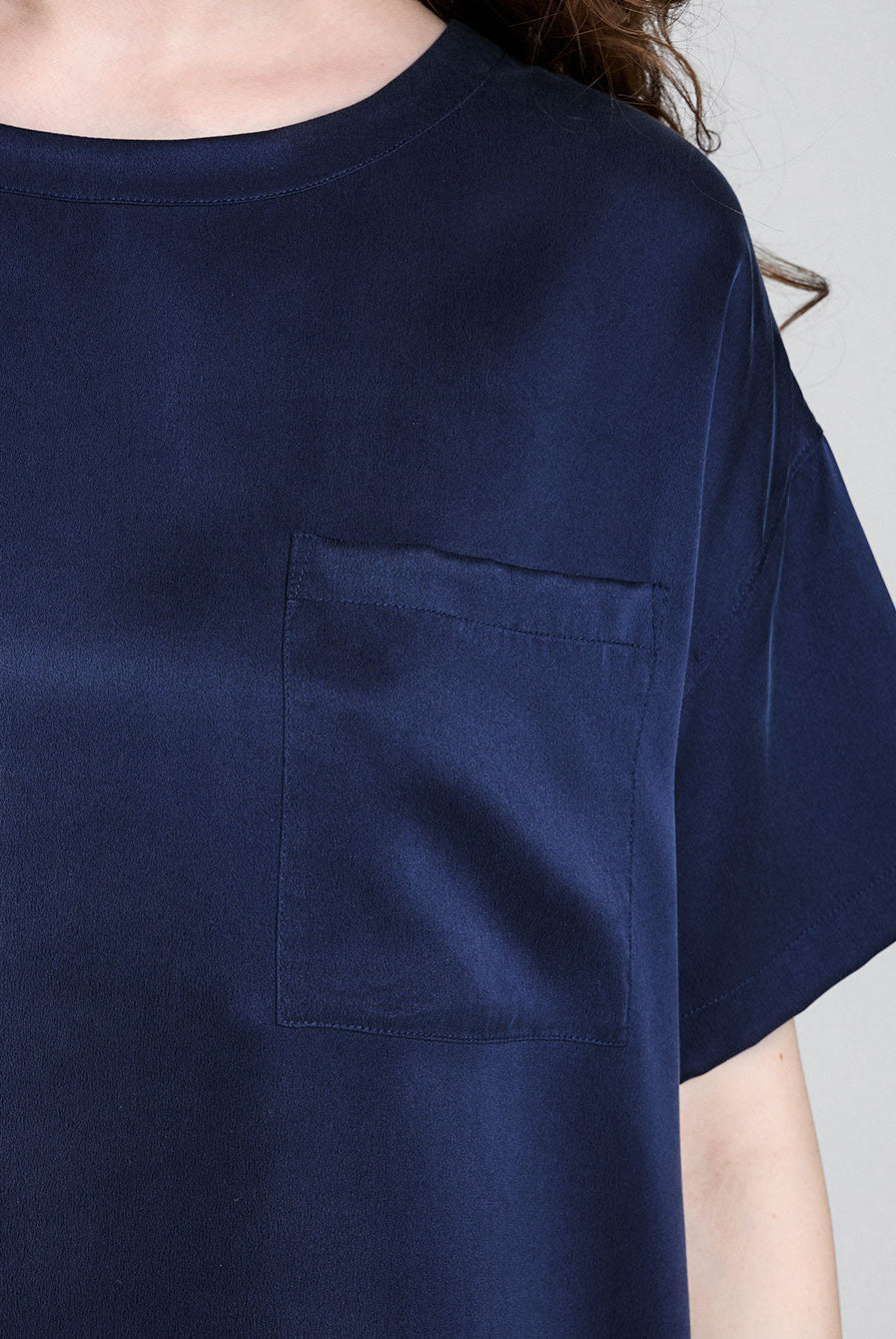 Washable Silk Oversized Sleep Tee - #Deep Blue