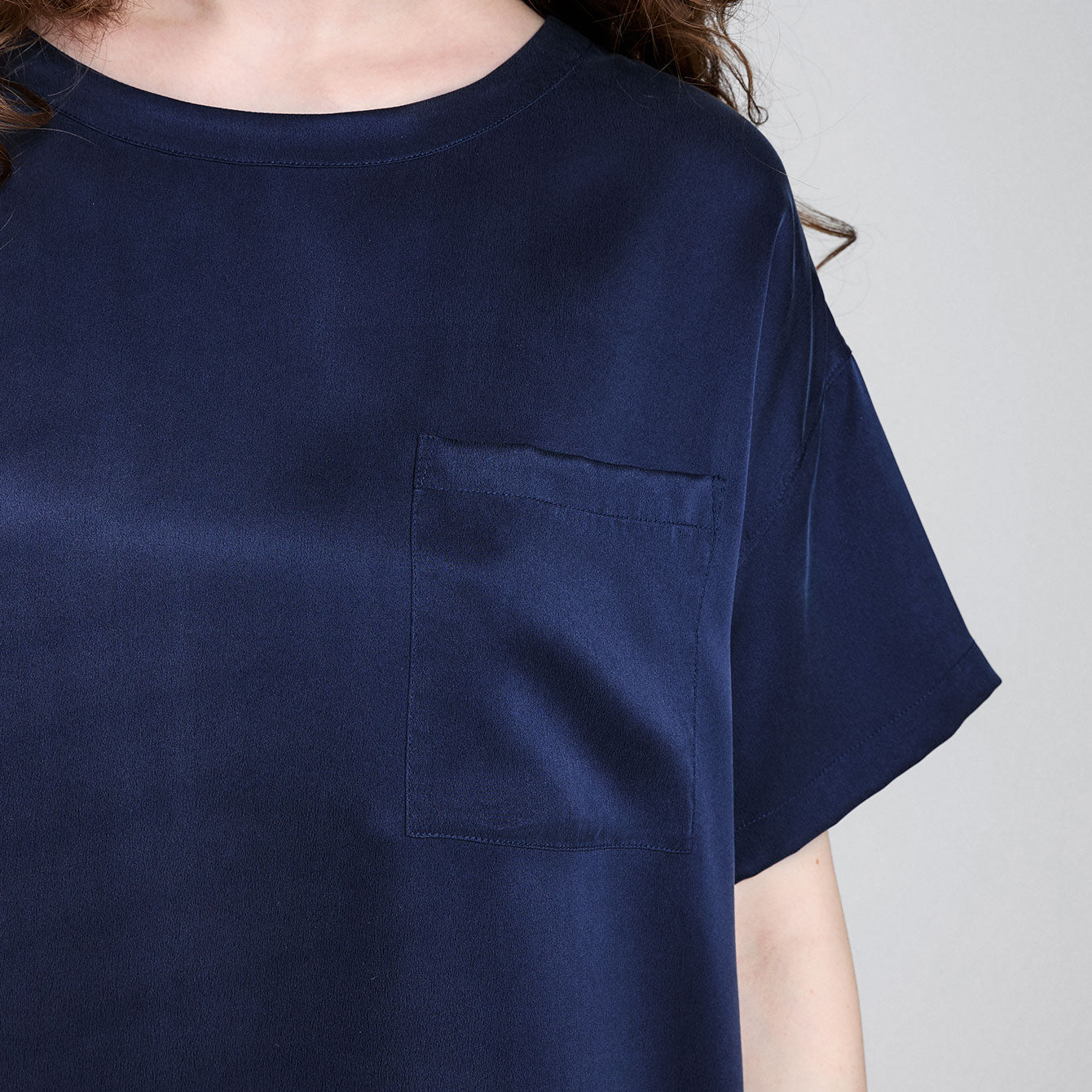 Washable Silk Oversized Sleep Tee - #Deep Blue