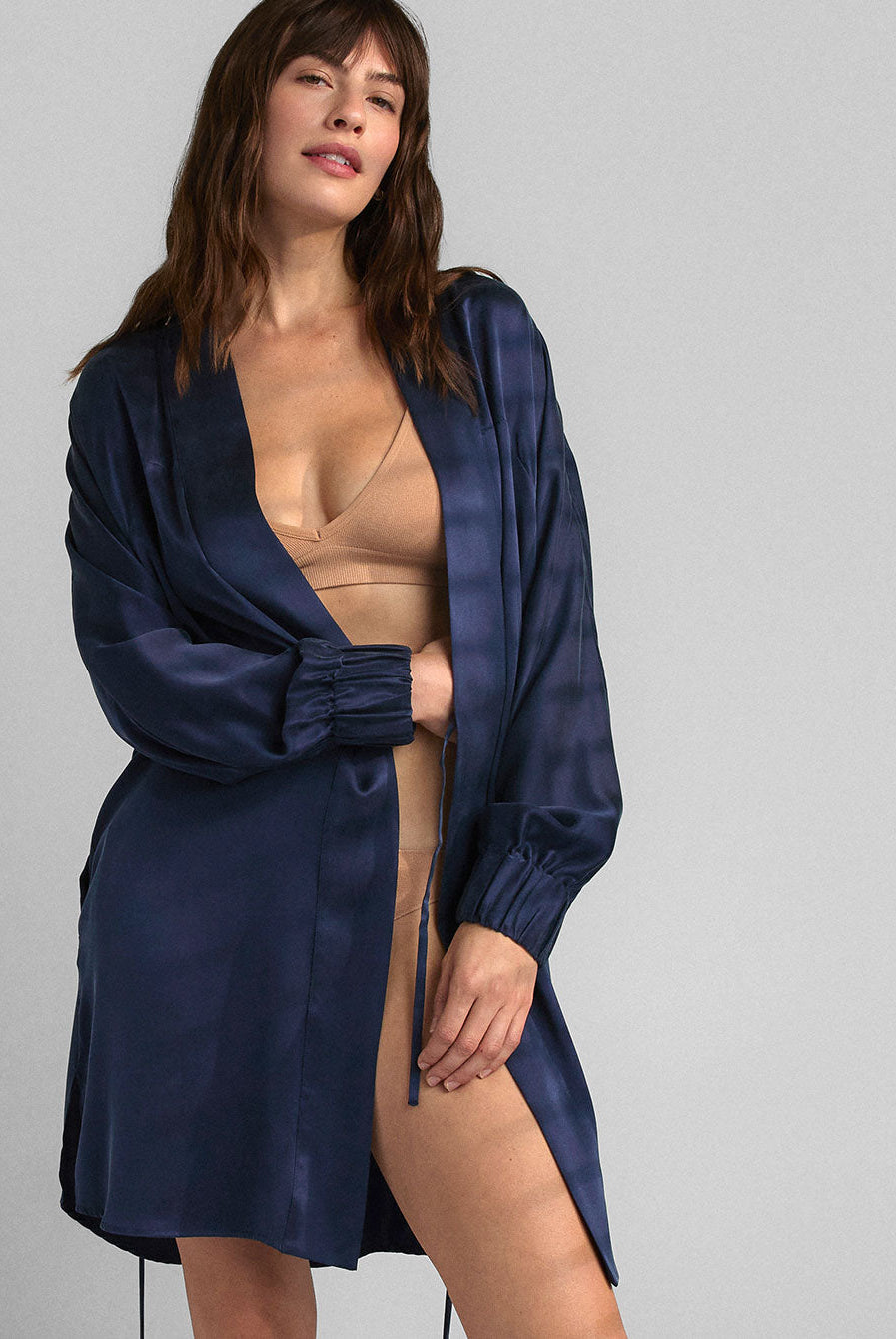 Lunya Sleepwear - Washable Silk Robe #Deep Blue