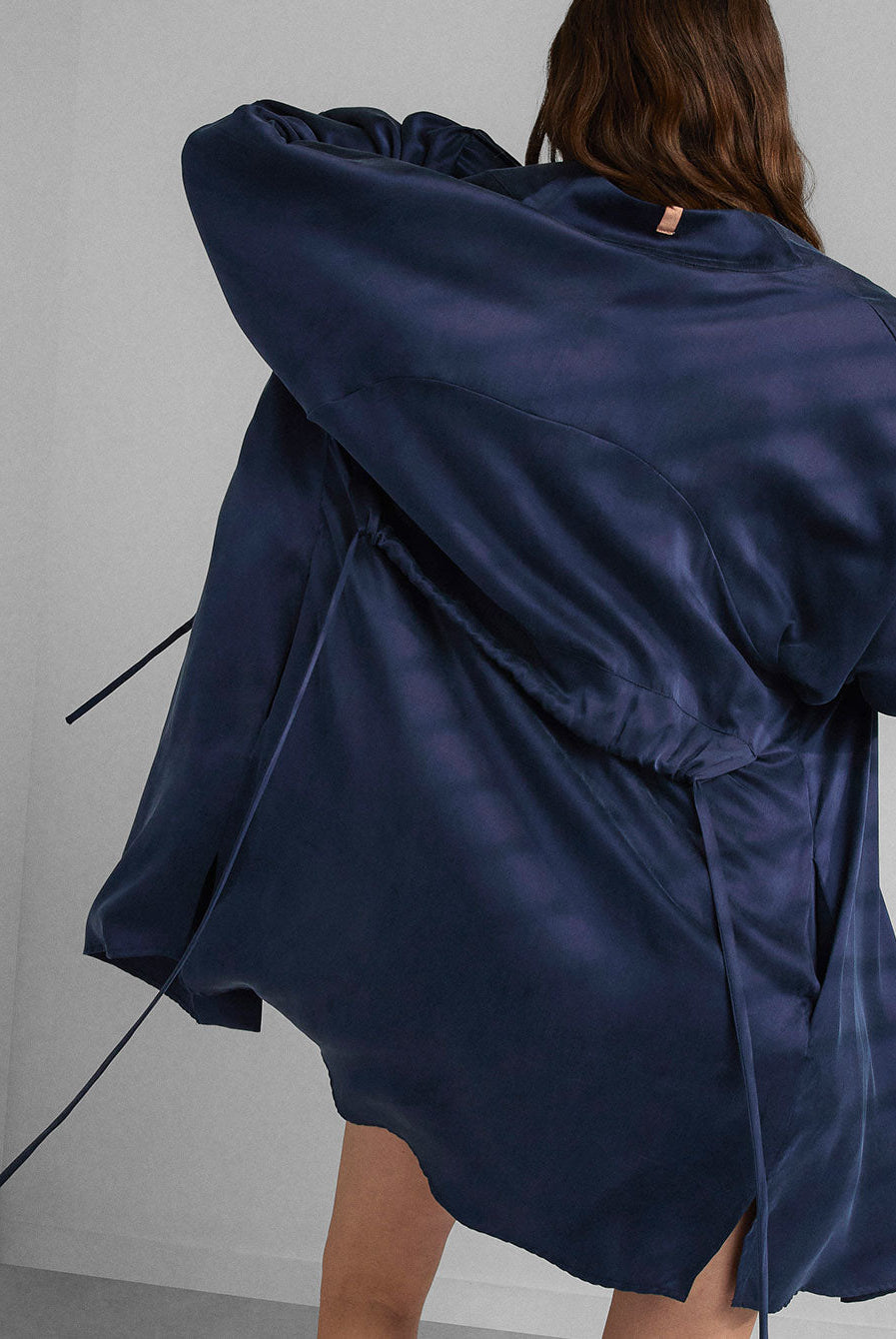 Lunya Sleepwear Washable Silk Robe - #Deep Blue