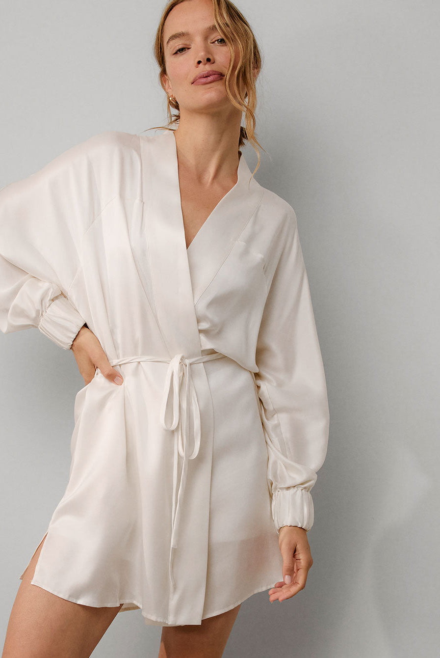 Lunya Sleepwear Washable Silk Robe - #Tranquil White