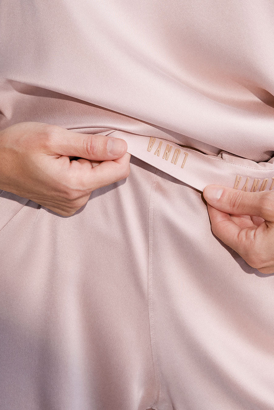 Washable Silk Tee Pant Set - #Delicate Pink