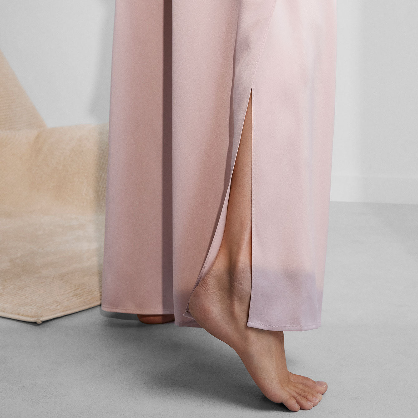 Washable Silk Tee Pant Set - #Delicate Pink