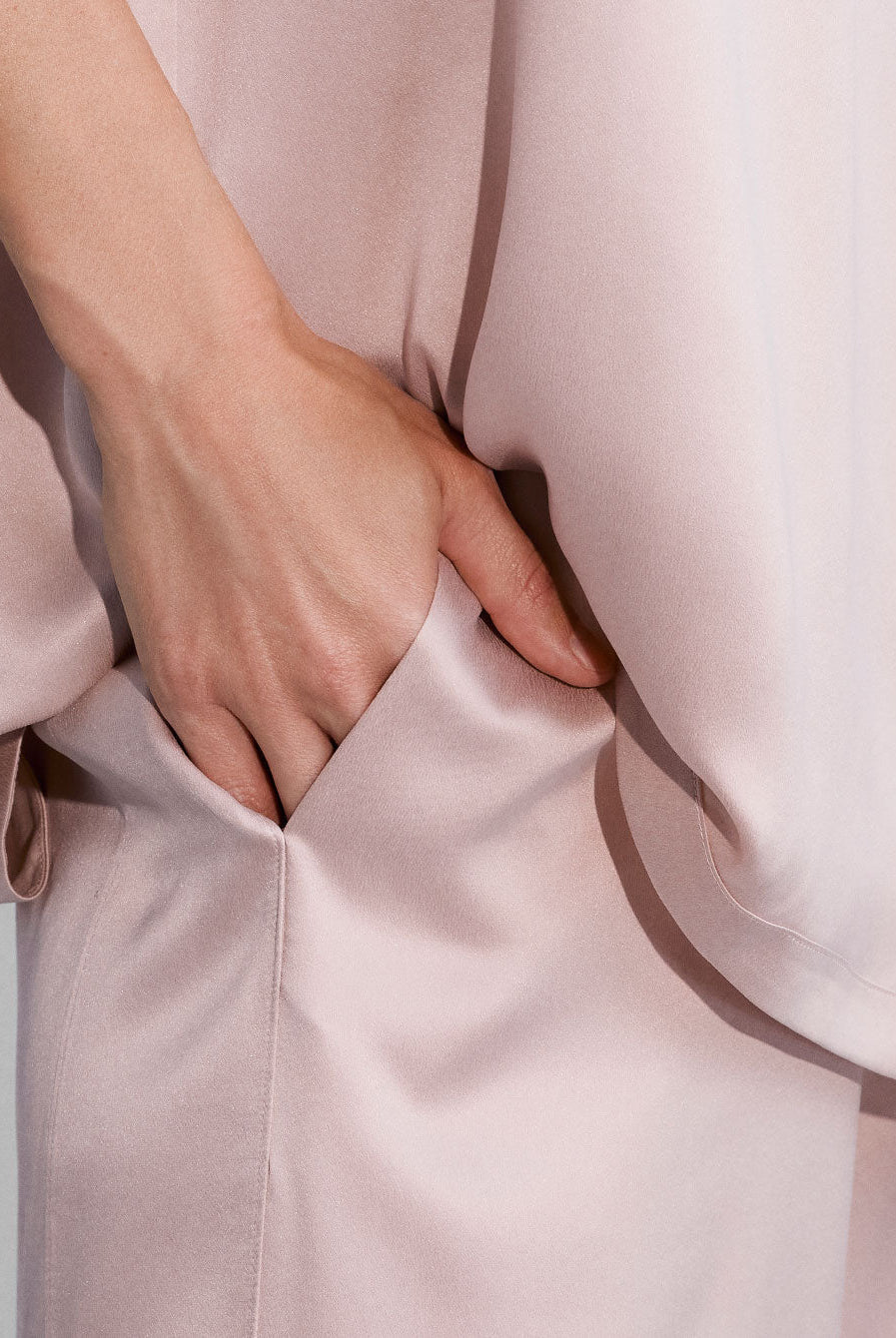Washable Silk Tee Pant Set - #Delicate Pink
