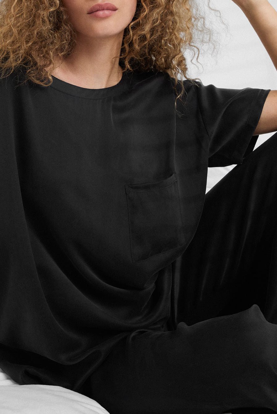 Lunya Washable Silk Tee Pant Set - #Immersed Black