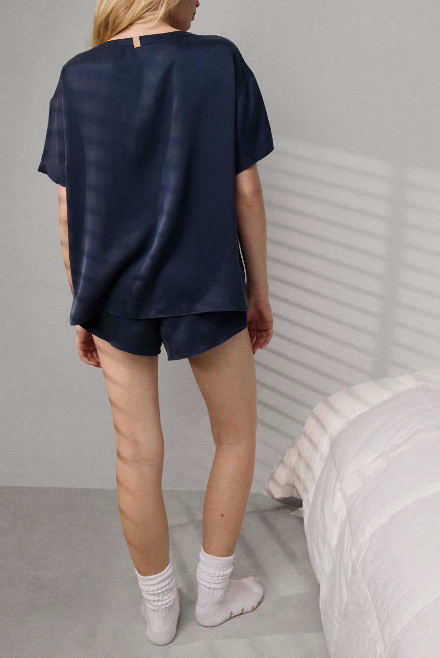 Lunya Pajamas Washable Silk Tee Short Set - #Deep Blue