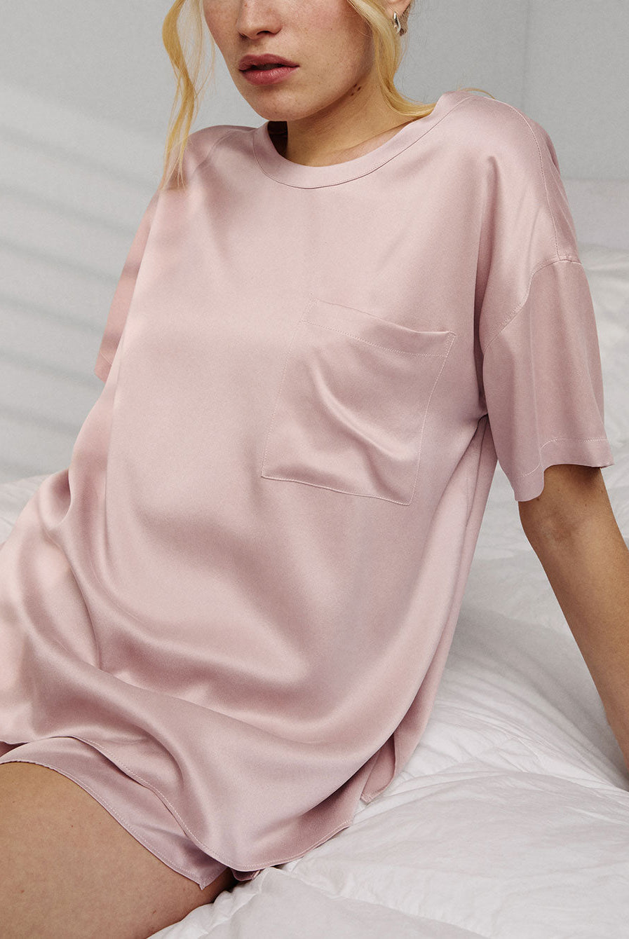 Lunya Pajamas Washable Silk Tee Short Set - #Delicate Pink