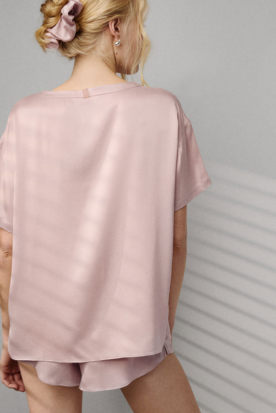 Lunya Pajamas Washable Silk Tee Short Set - #Delicate Pink