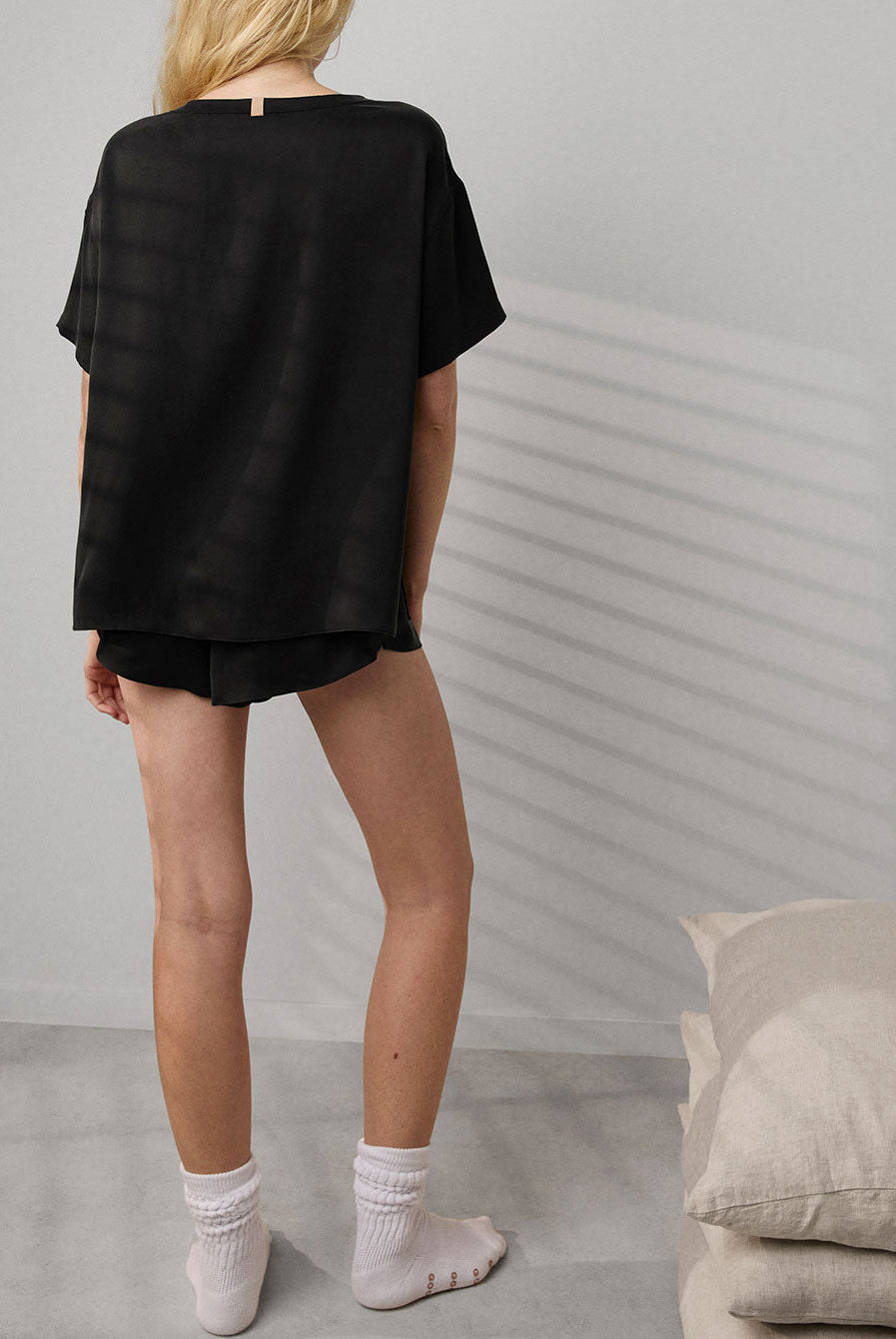 Lunya Pajamas Washable Silk Tee Short Set - #Immersed Black