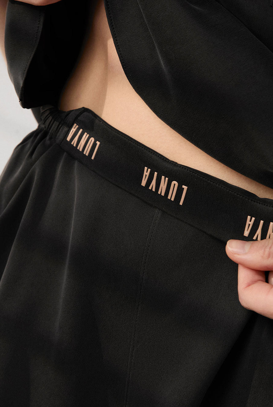Lunya Pajamas Washable Silk Tee Short Set - #Immersed Black