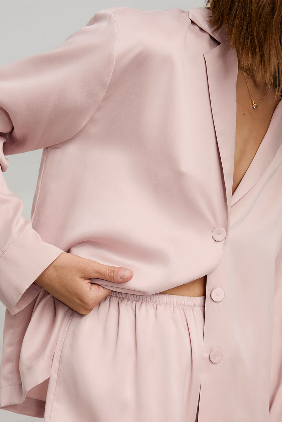 Lunya Pajamas Washable Silk Long Sleeve Pant Set - #Delicate Pink